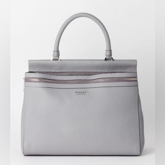 MODALU BILLIE Leather Grey Grab Bag Also Crossbody - Picture 1 of 14